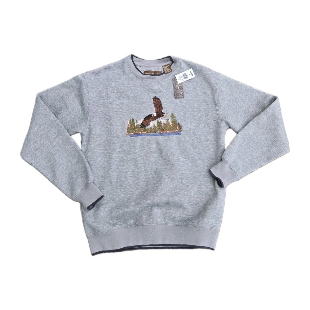 Bald Eagle Sweatshirt Crewneck Men's Size M Pullover Gray By Woodland Trail